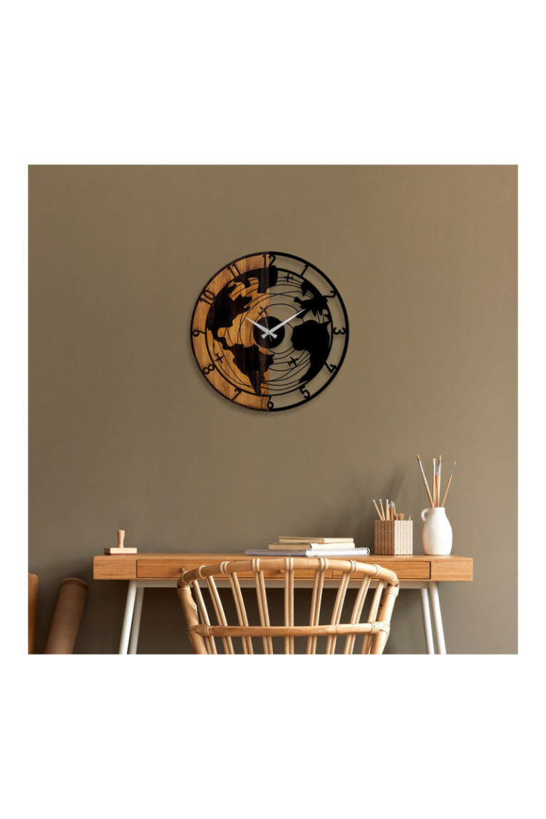 Horloge murale décorative en bois - Noyer Noir