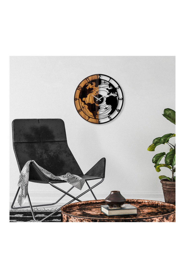 Horloge murale décorative en bois - Noyer Noir