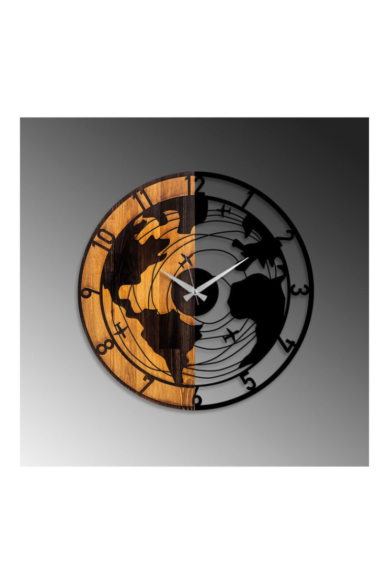 Horloge murale décorative en bois - Noyer Noir