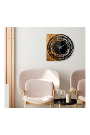 Horloge murale décorative en bois - Noyer clair noir