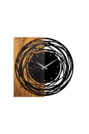 Horloge murale décorative en bois - Noyer clair noir