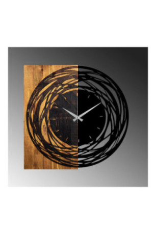 Horloge murale décorative en bois - Noyer clair noir