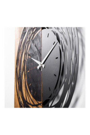 Horloge murale décorative en bois - Noyer clair noir