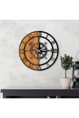 Horloge murale décorative en bois - Noyer Noir