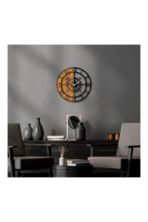 Horloge murale décorative en bois - Noyer Noir