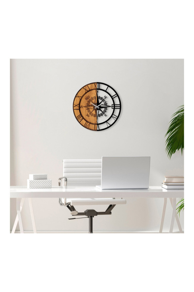 Horloge murale décorative en bois - Noyer Noir