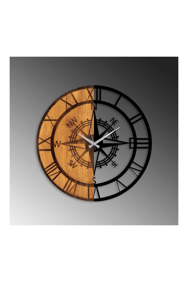 Horloge murale décorative en bois - Noyer Noir