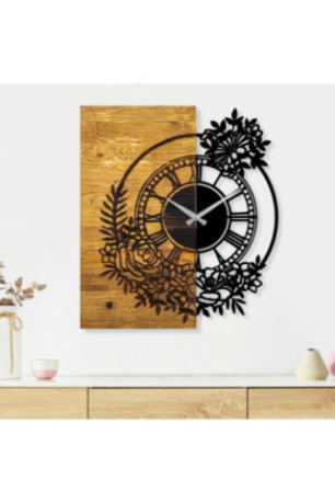 Horloge murale décorative en bois - Noyer Noir