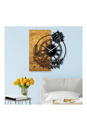 Horloge murale décorative en bois - Noyer Noir