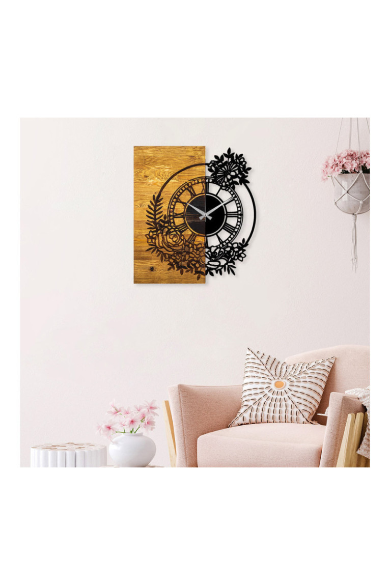 Horloge murale décorative en bois - Noyer Noir