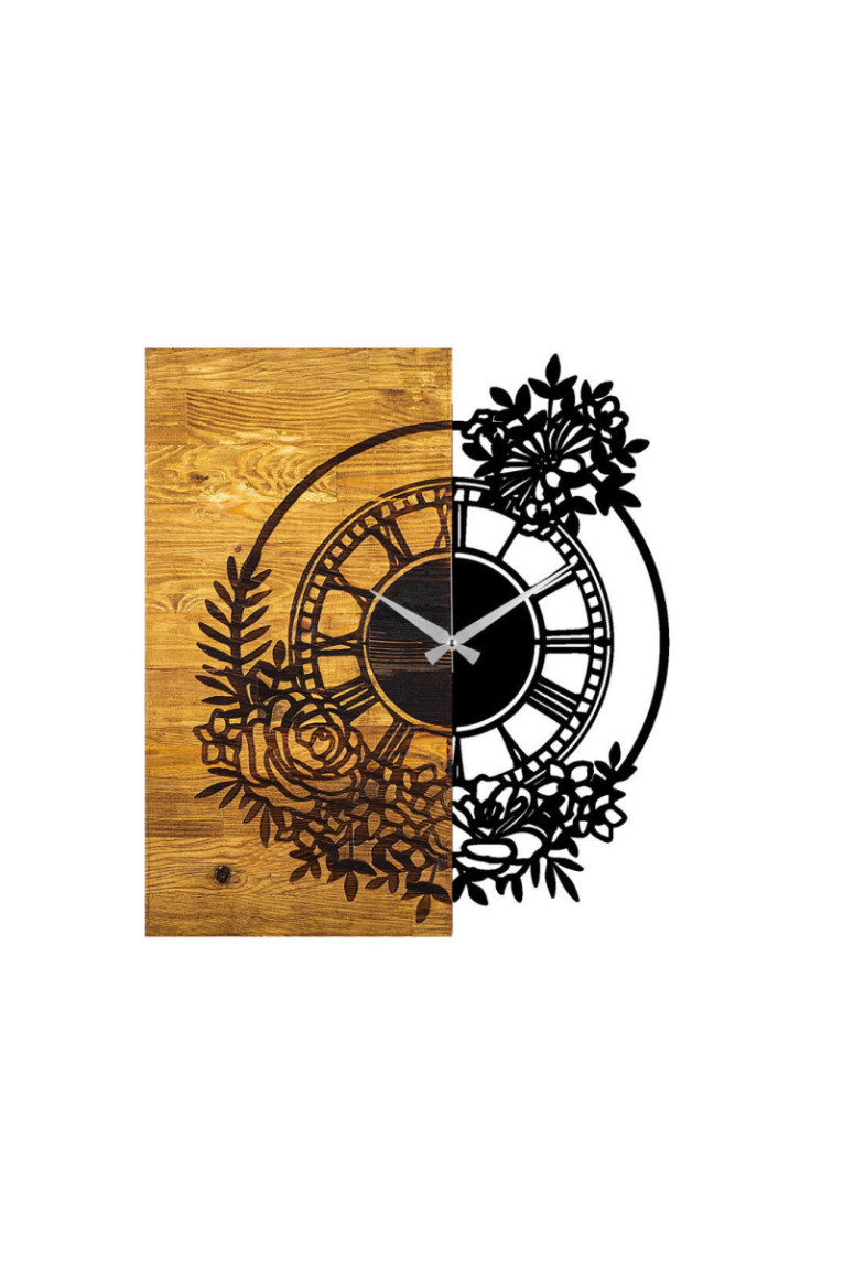 Horloge murale décorative en bois - Noyer Noir