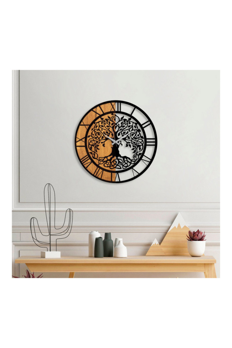 Horloge murale décorative en bois - Noyer Noir