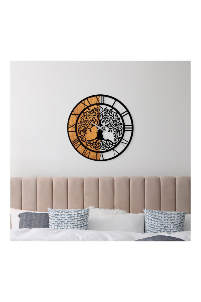 Horloge murale décorative en bois - Noyer Noir