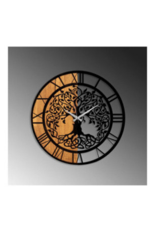 Horloge murale décorative en bois - Noyer Noir