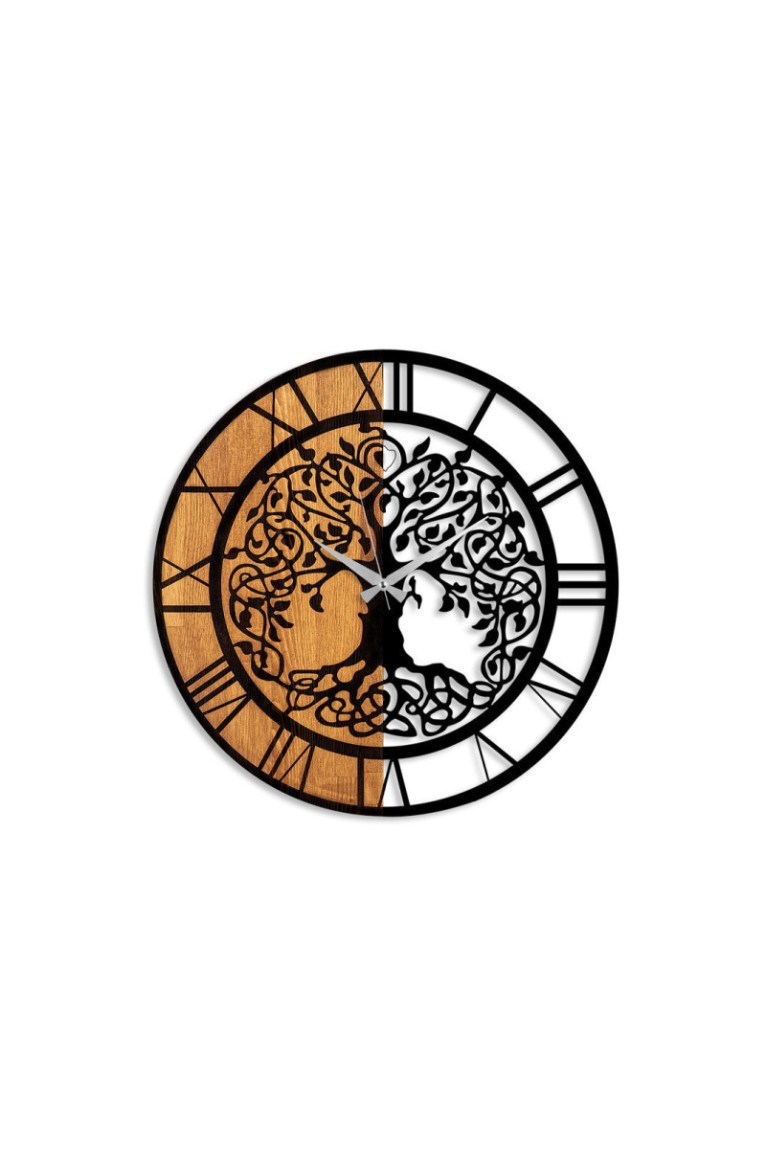 Horloge murale décorative en bois - Noyer Noir