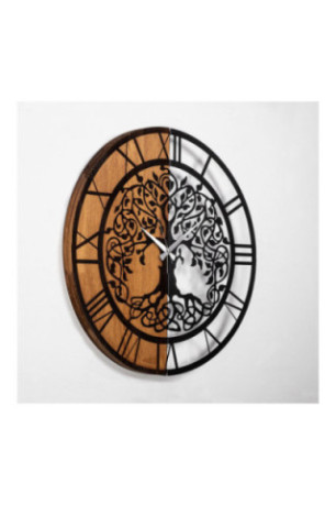 Horloge murale décorative en bois - Noyer Noir
