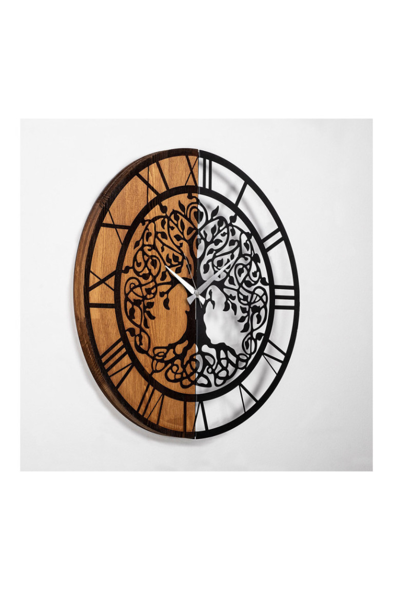 Horloge murale décorative en bois - Noyer Noir