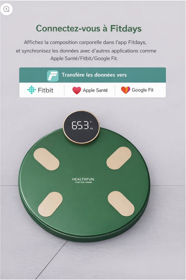 Balance digitale connectée verte 180 kg HEALTHFUN