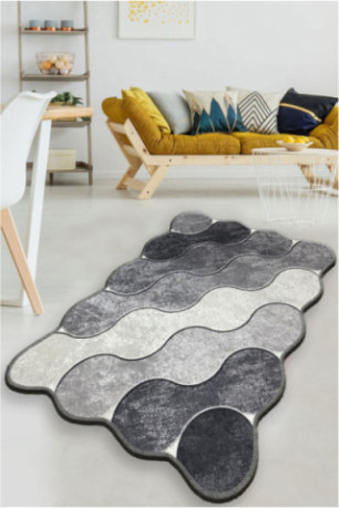 Tapis - 80x120cm -  Gris foncé/gris/blanc