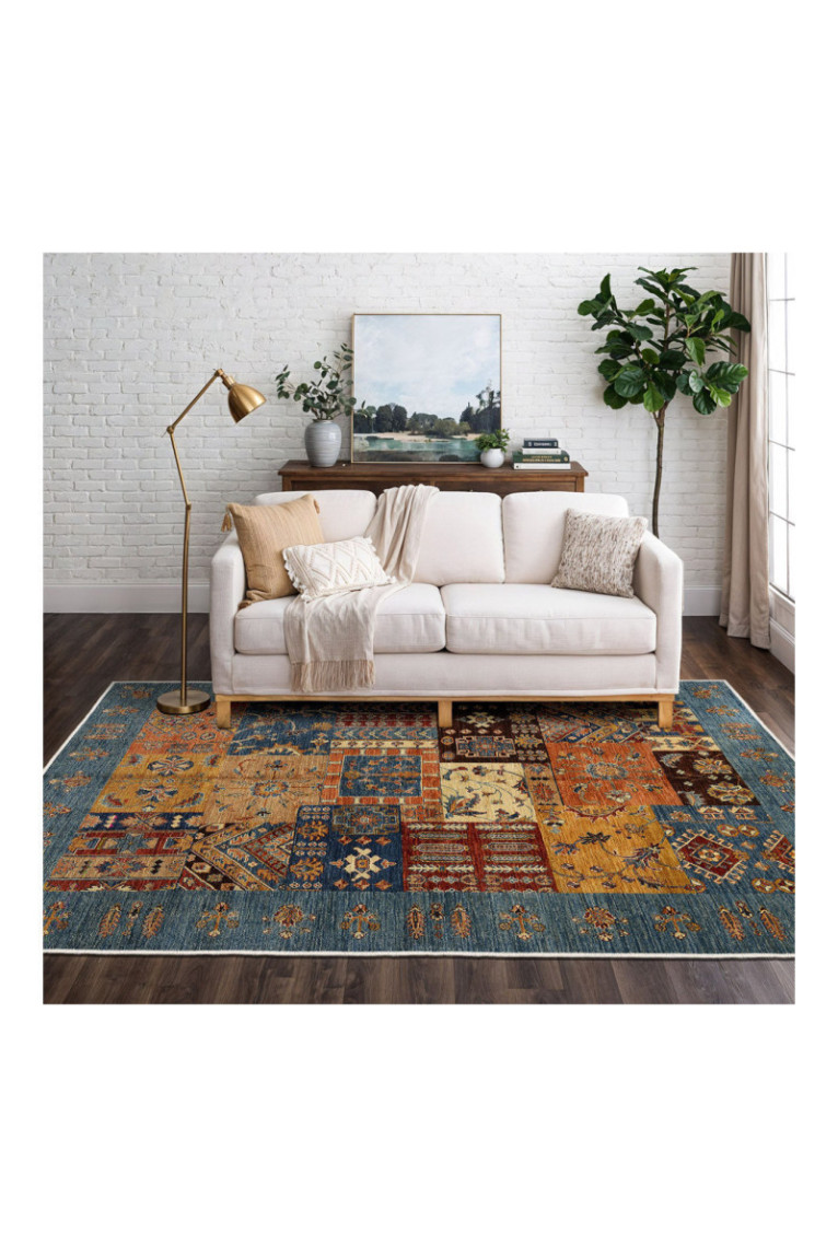 Tapis - 80x150cm -  Camel Orange Tuile Rouge Bleu