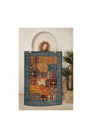 Tapis - 80x150cm -  Camel Orange Tuile Rouge Bleu