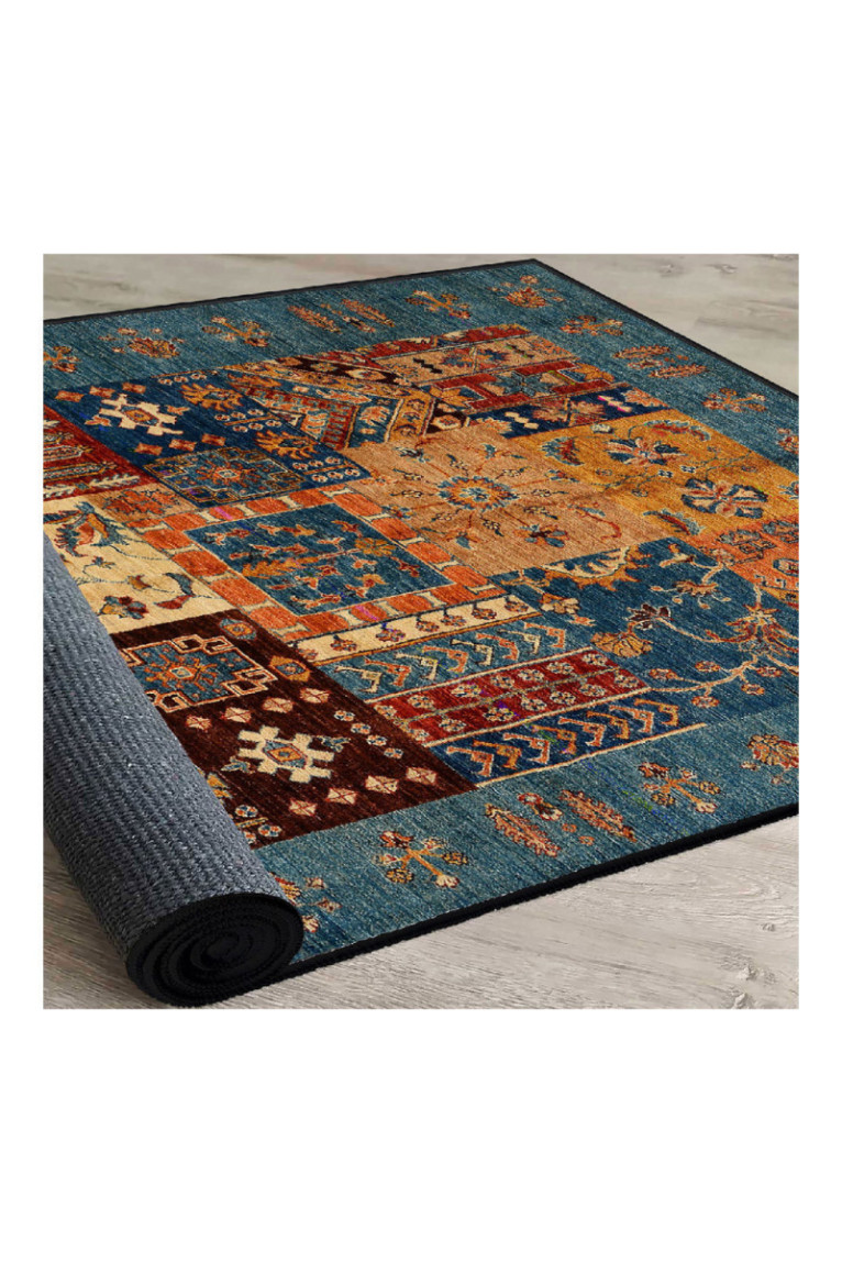 Tapis - 80x150cm -  Camel Orange Tuile Rouge Bleu