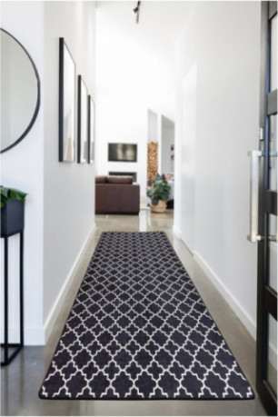 Tapis de couloir - 80x300cm -  Noir et blanc