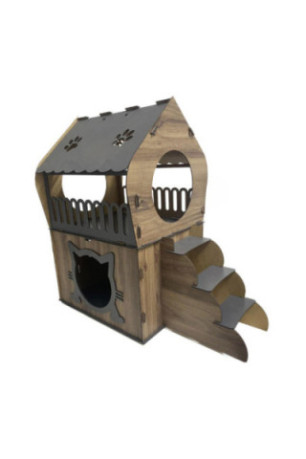 Maison pour chats - Anthracite Noyer clair