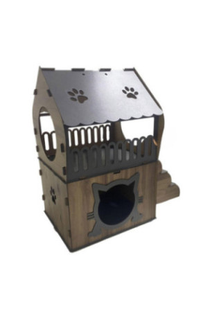 Maison pour chats - Anthracite Noyer clair