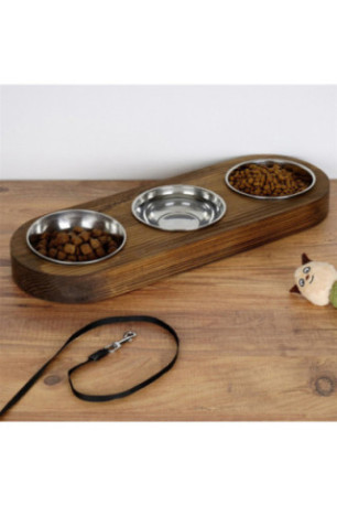 Gamelle pour animaux - Noyer