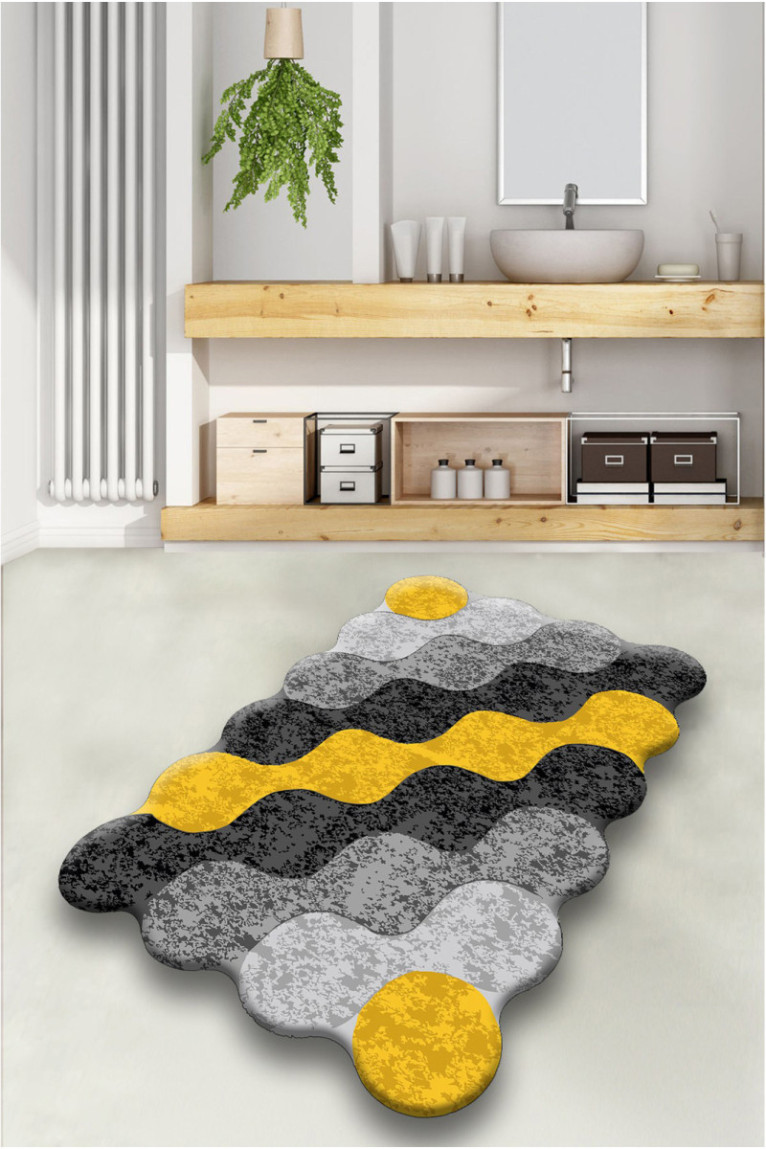 Tapis de bain - Jaune / Anthracite / Gris