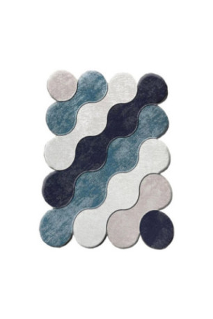 Ensemble de tapis de bain (2 pièces) - Bleu / Bleu foncé / Blanc / Beige