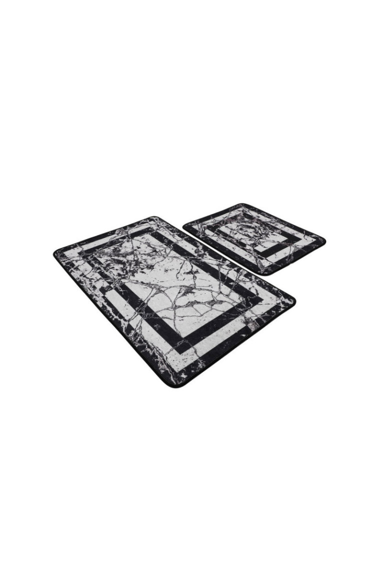 Ensemble de tapis de bain (2 pièces) - Noir et blanc