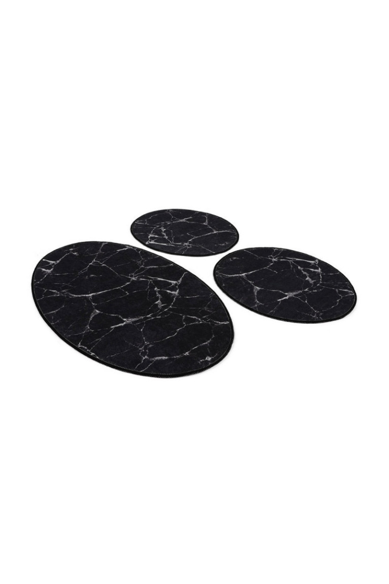 Ensemble de tapis de bain (3 pièces) - Noir / Blanc