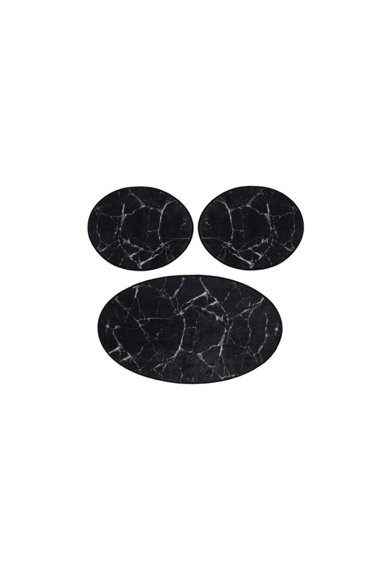 Ensemble de tapis de bain (3 pièces) - Noir / Blanc