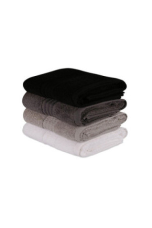 Ensemble de serviettes de toilette (4 pièces) - Blanc Gris Gris foncé Noir