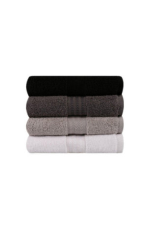 Ensemble de serviettes de toilette (4 pièces) - Blanc Gris Gris foncé Noir