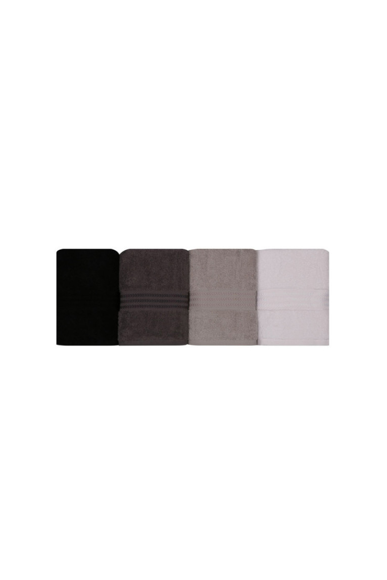 Ensemble de serviettes de toilette (4 pièces) - Blanc Gris Gris foncé Noir