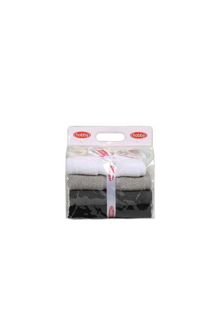 Ensemble de serviettes de toilette (4 pièces) - Blanc Gris Gris foncé Noir