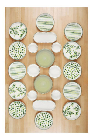 Ensemble petit-déjeuner (22 pièces) - Vert Blanc