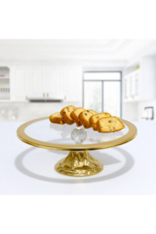Plat de service à gâteau - Or