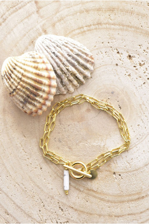 Bracelet pierre de varisicite blanche L'atelier de Gaspard