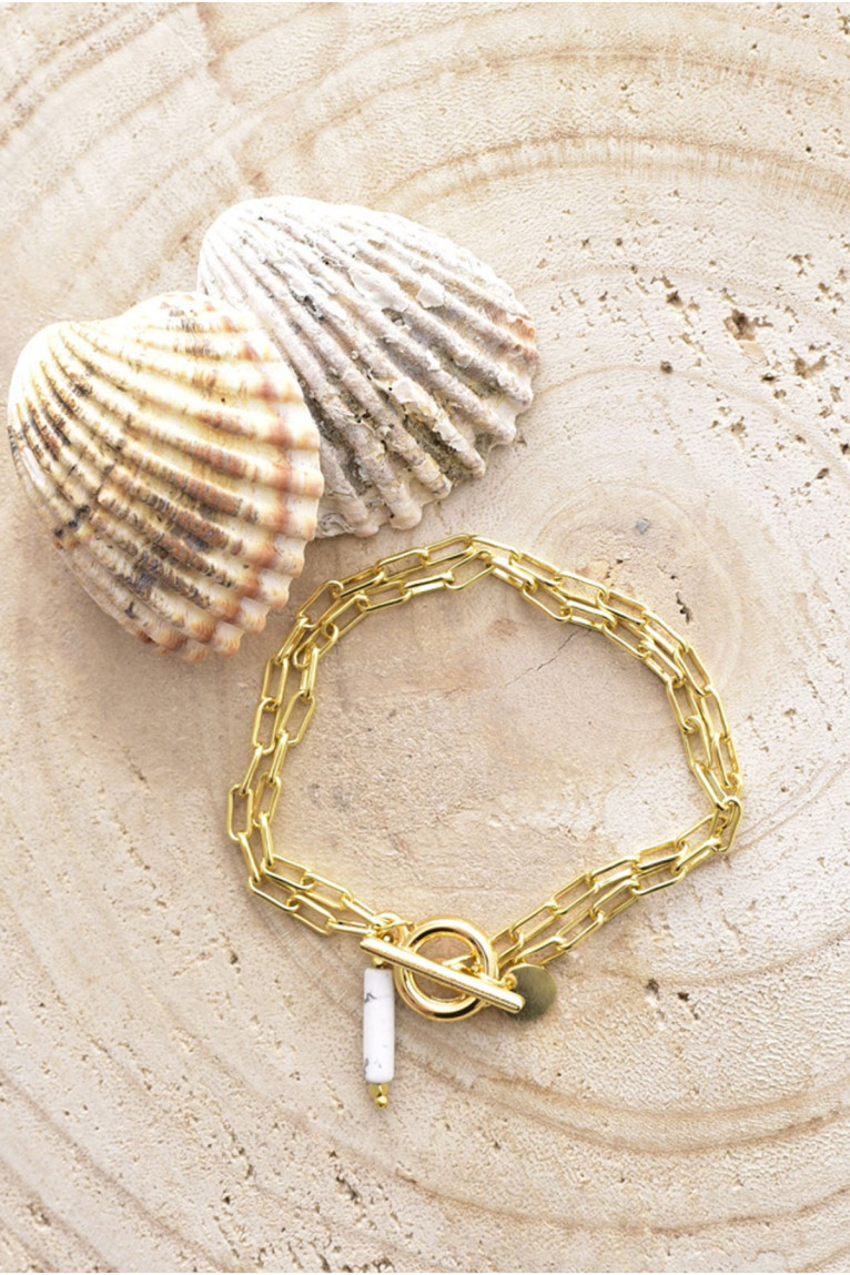 Bracelet pierre de varisicite blanche L'atelier de Gaspard