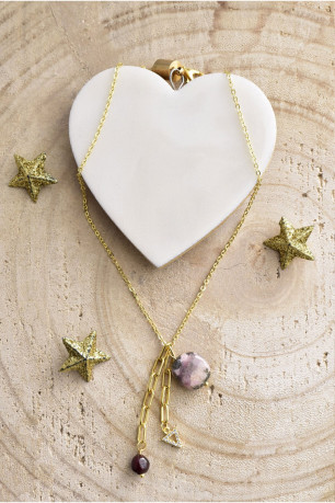 Collier plaqué or pierres naturelles L'atelier de Gaspard