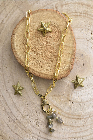Collier plaqué or pierres naturelles L'atelier de Gaspard