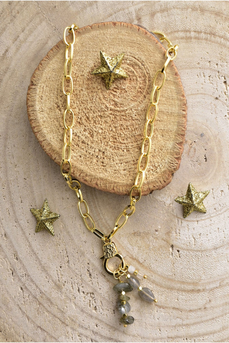 Collier plaqué or pierres naturelles L'atelier de Gaspard