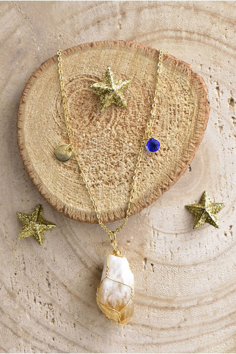Collier plaqué or pierres naturelles L'atelier de Gaspard