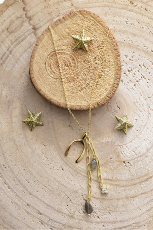 Collier plaqué or pierres naturelles L'atelier de Gaspard