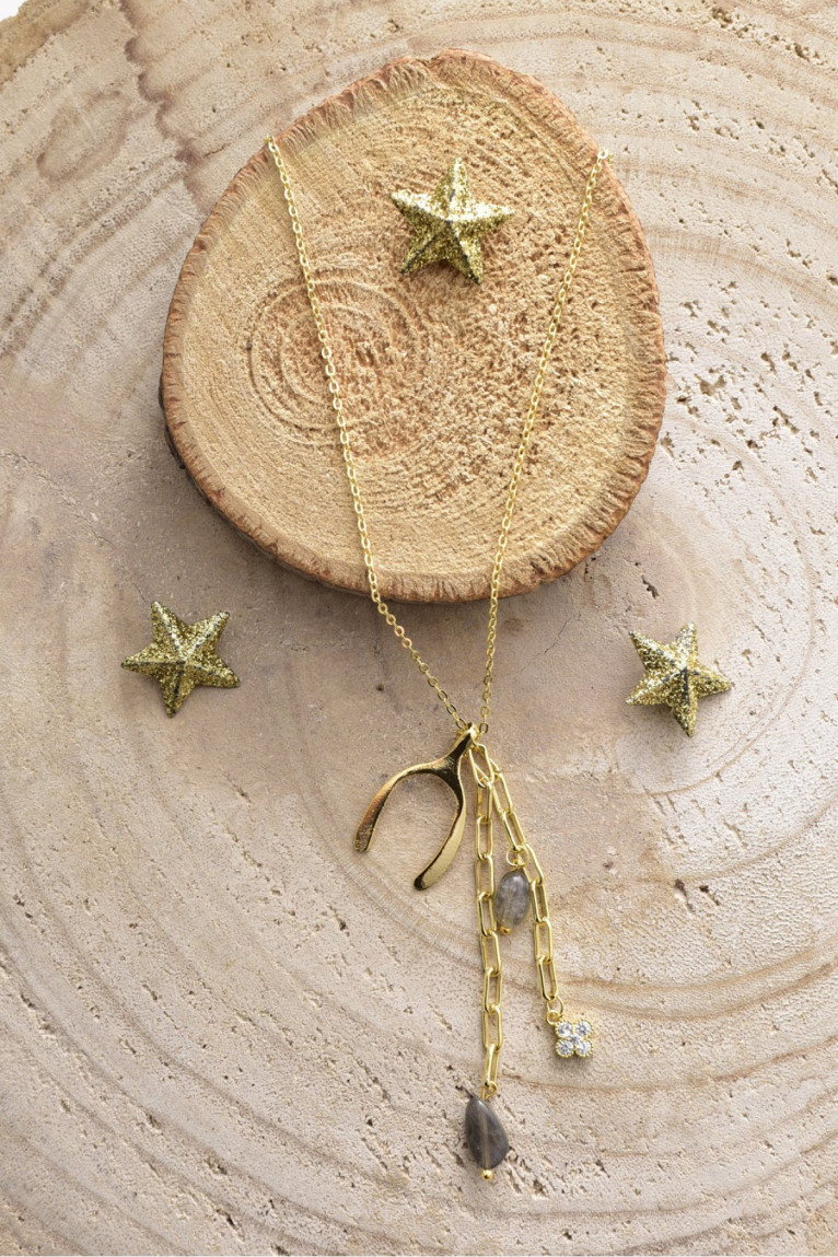 Collier plaqué or pierres naturelles L'atelier de Gaspard
