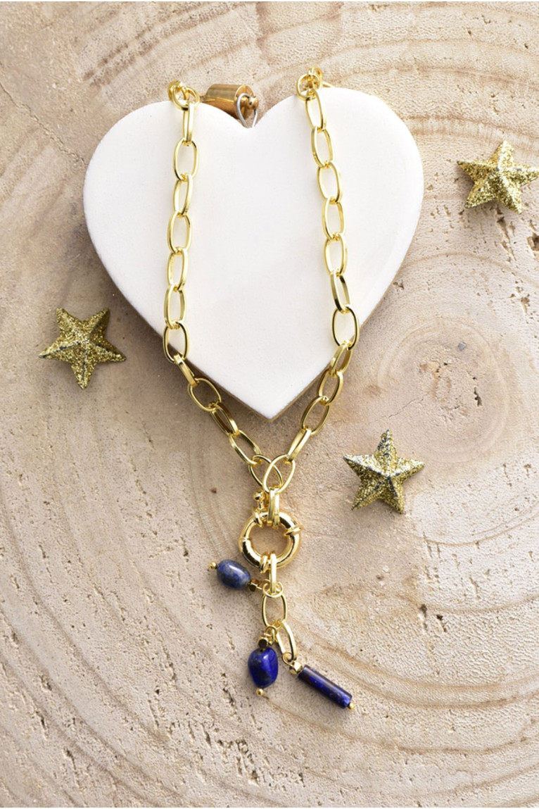 Collier plaqué or pierres naturelles L'atelier de Gaspard